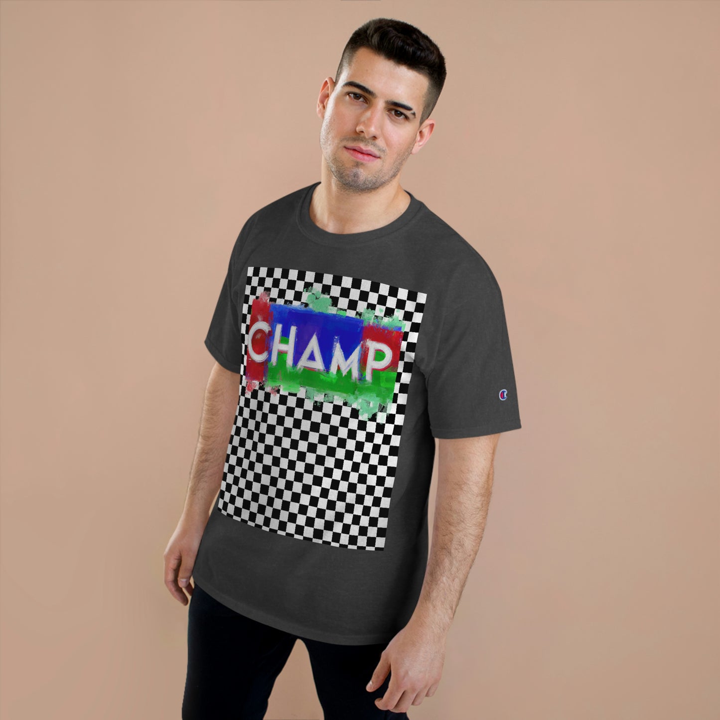 Checkered (CHAMP Logo 1) - Champion T-Shirt