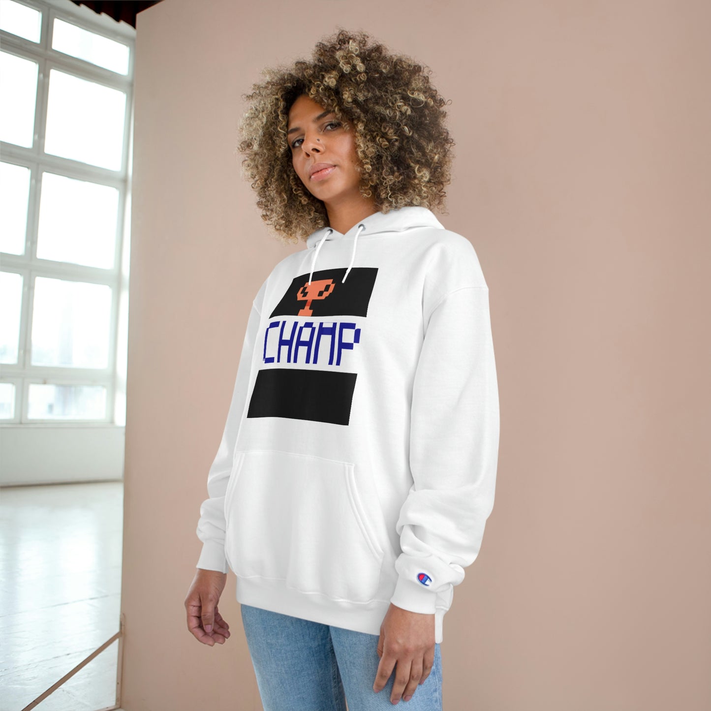 CHAMP Trophy Logo (Pixel) - AI Art - Champion Hoodie