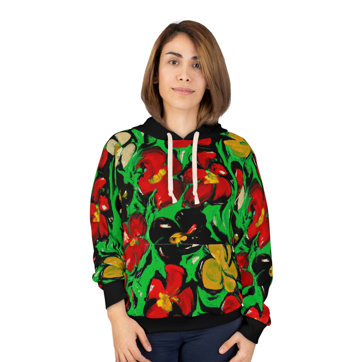 Floral Acrylic Paint 9 - AI Art - Pullover Hoodie