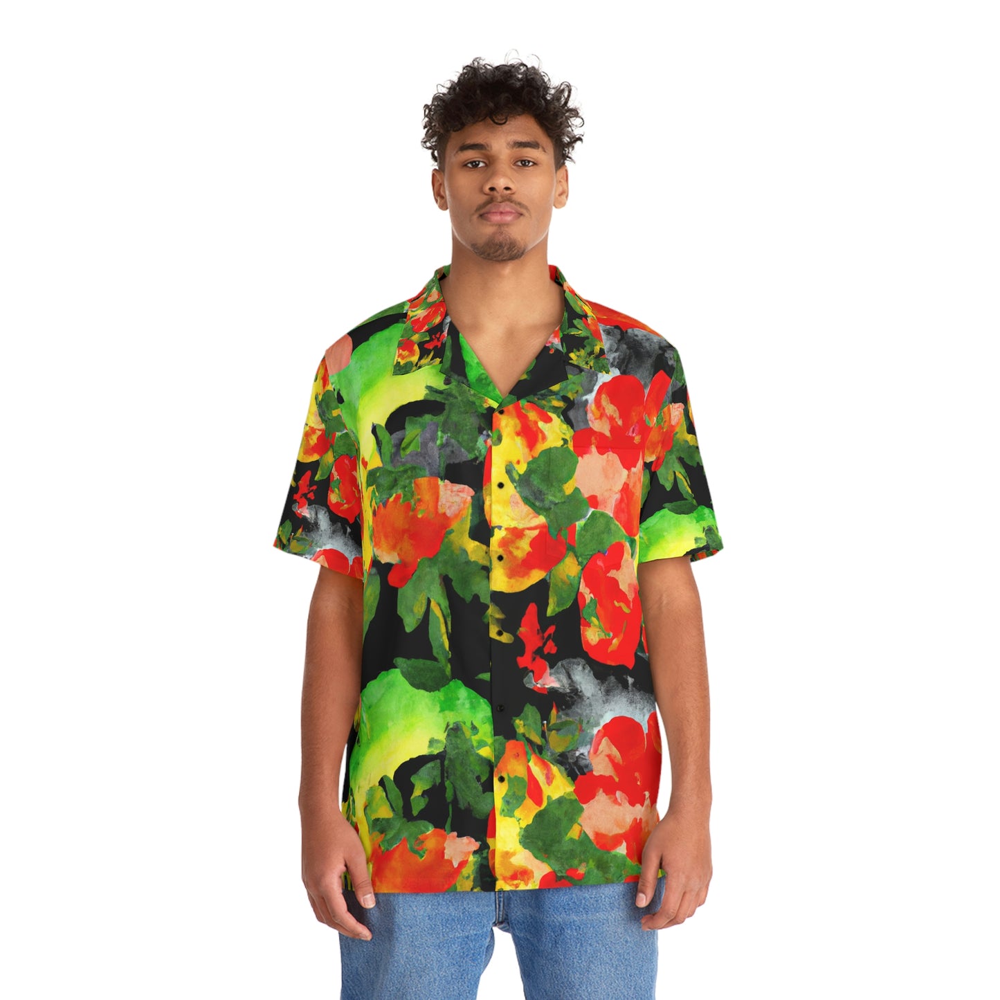 Peach Tree Watercolor - AI Art - Men's Hawaiian Shirt