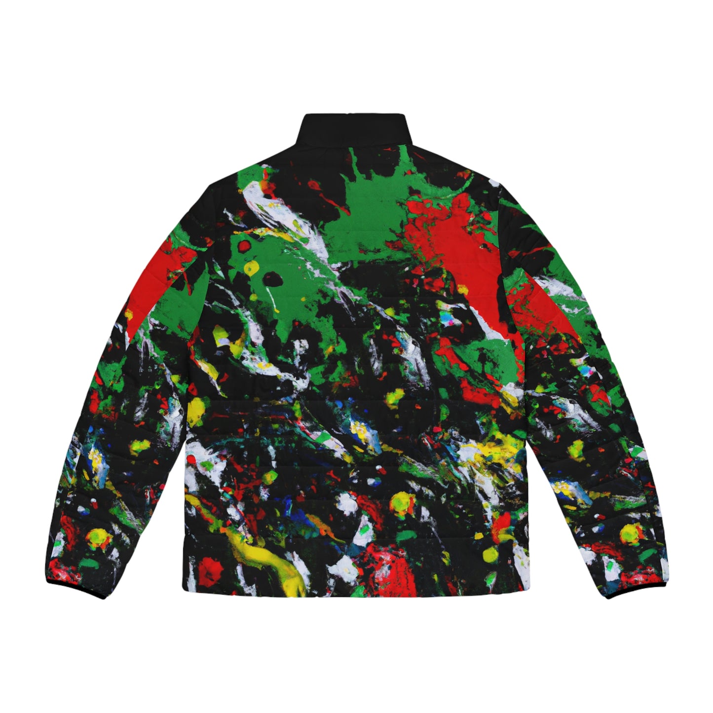 Rasta Acrylic Splatter Spaceballer Jacket - AI Art - Men's Puffer Jacket