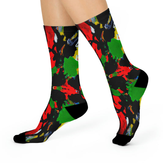 Rasta Quad Symmetry 1 - AI Art - Cushioned Crew Socks