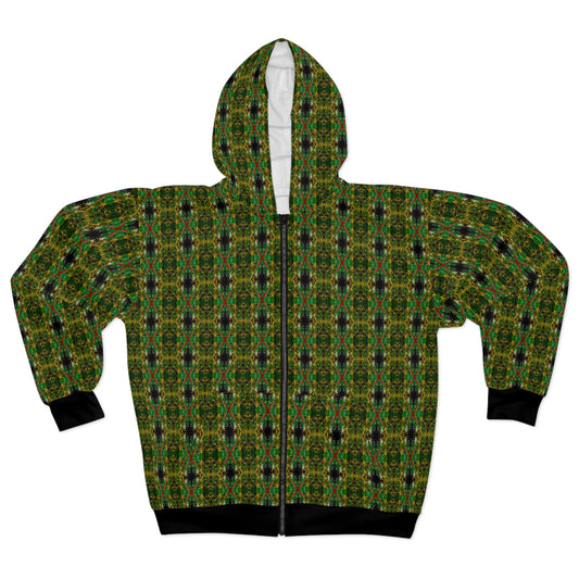 RastaX 1 (Fully Patterned Hood) - AI Art - Zip Hoodie