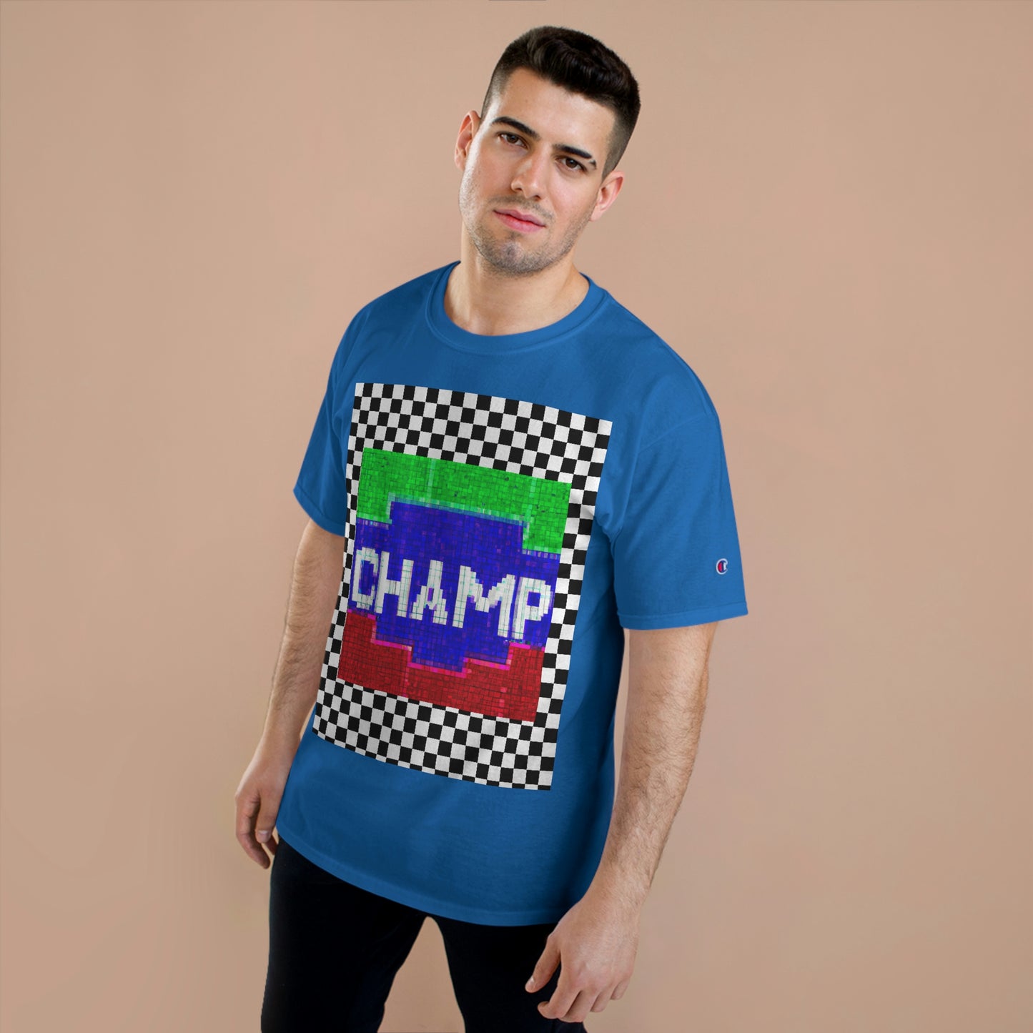 Checkered (CHAMP Logo 2 8-bit) - Champion T-Shirt