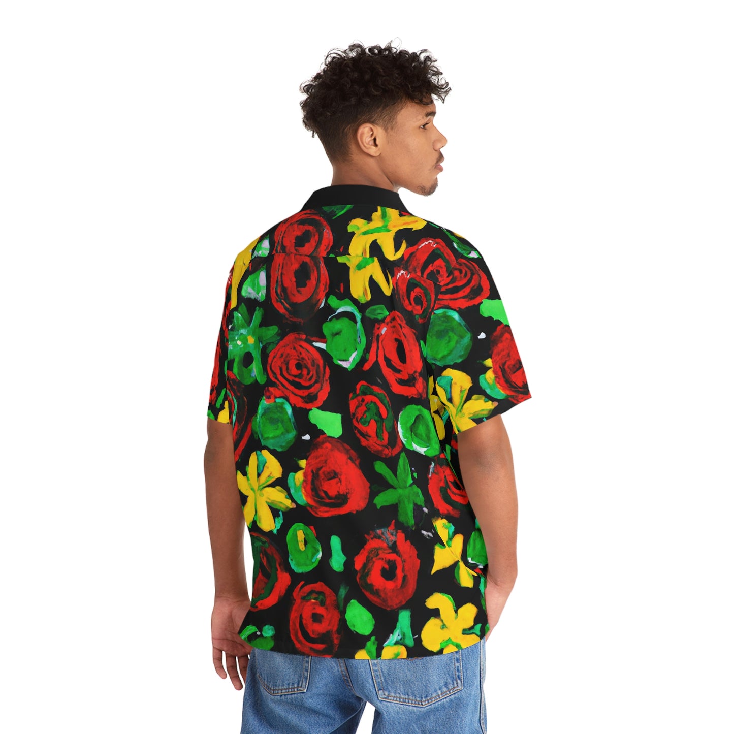 Paintbrush Floral Acrylic - AI Art - Men's Hawaiian Shirt