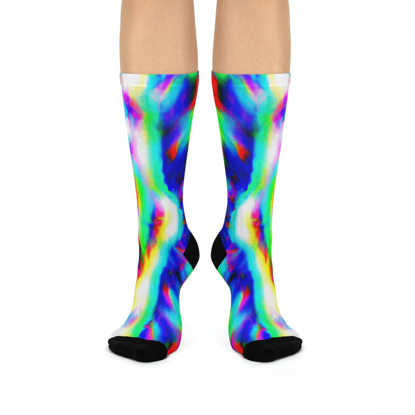 Hyperwave Tie-Dye 8 - AI Art - Crew Socks