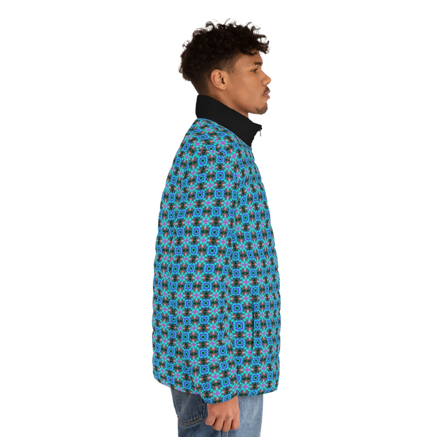 Hyperwave Fractal 1 Spaceballer Jacket - AI Art - Men's Puffer Jacket