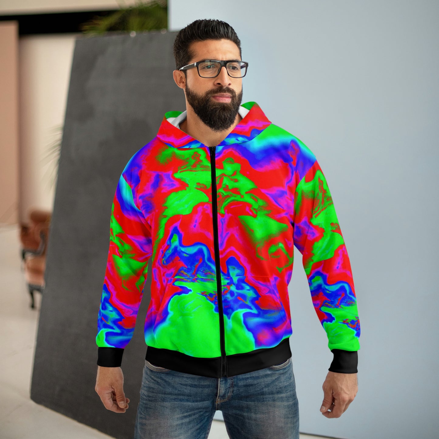 Topographical Radar - AI Art - Zip Hoodie