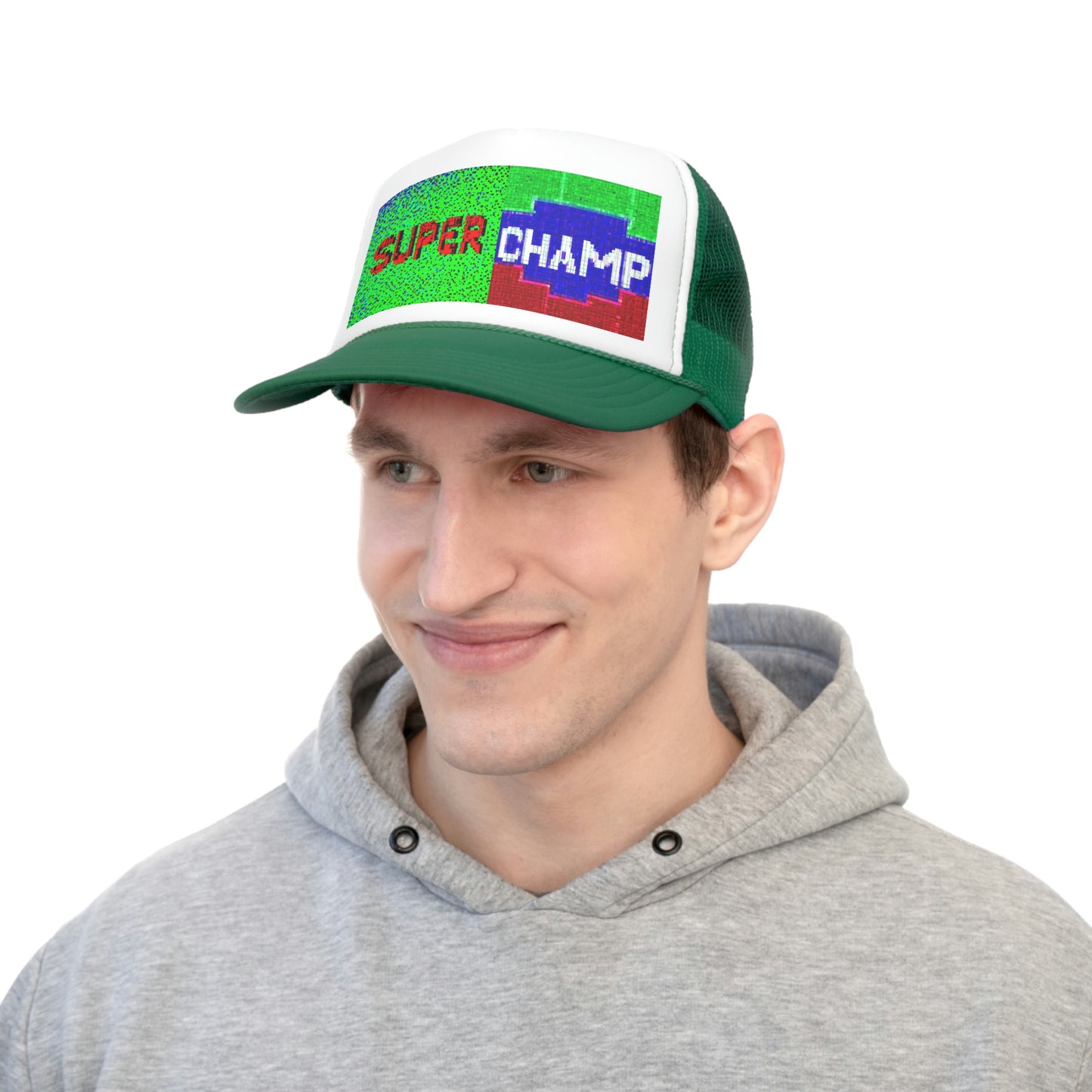 SUPER CHAMP (Alt Logo 4 Pixel) - AI Art - Trucker Hats