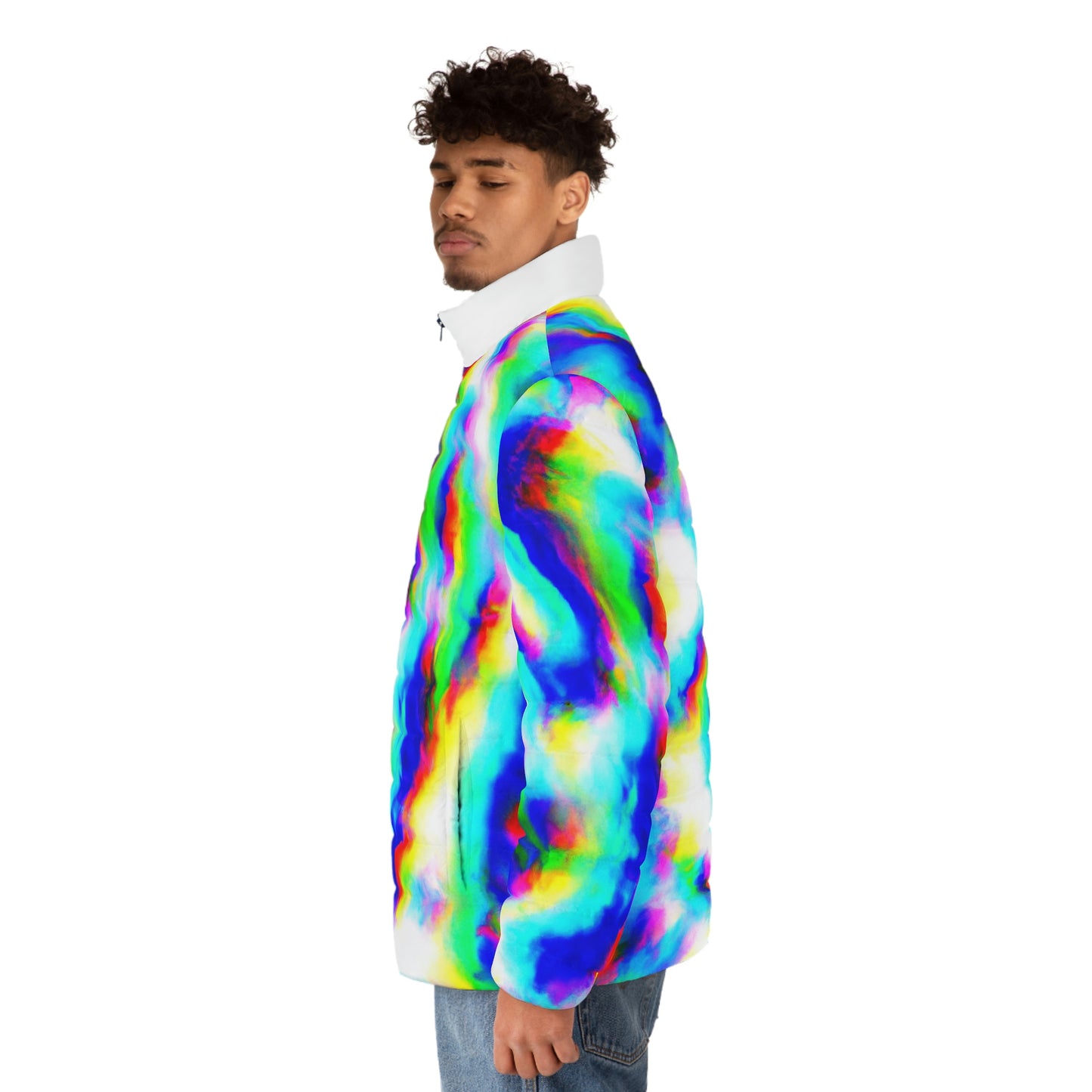 Hyperwave Tie-Dye 8 Spaceballer Jacket - AI Art - Men's Puffer Jacket