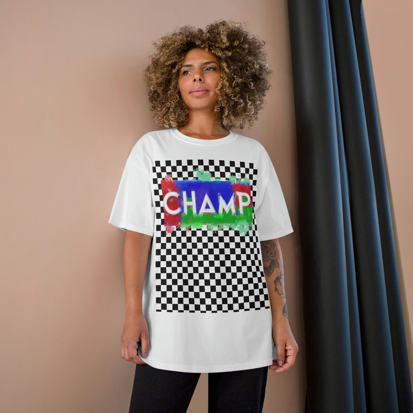 Checkered (CHAMP Logo 1) - Champion T-Shirt