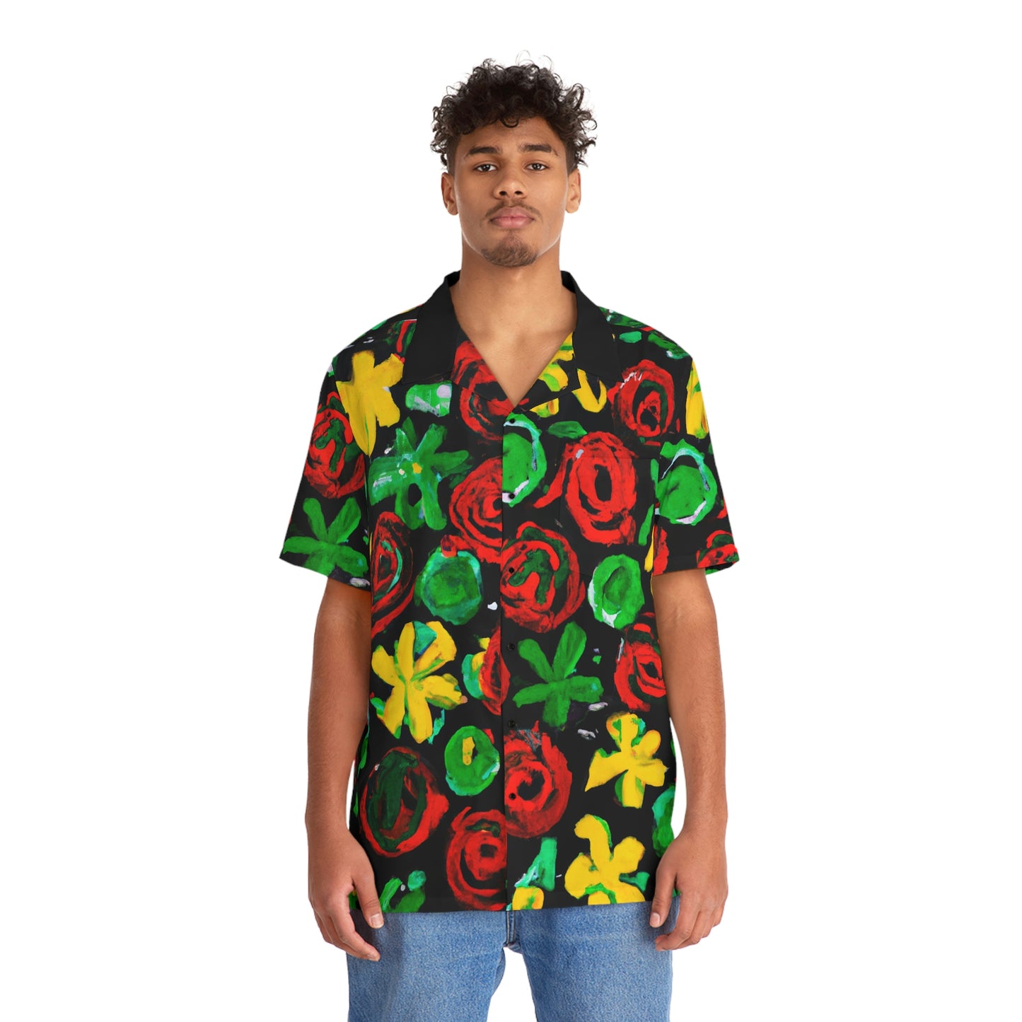 Paintbrush Floral Acrylic - AI Art - Men's Hawaiian Shirt