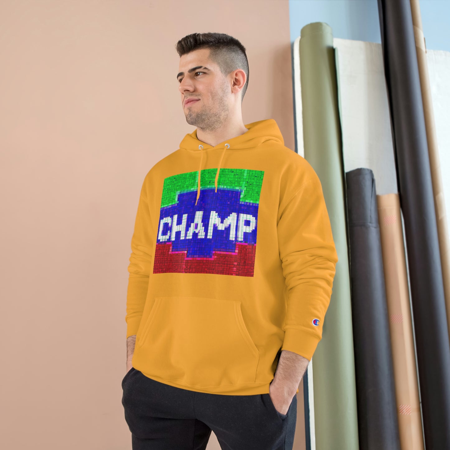 CHAMP (Alt Logo 1 Pixel Art) - AI Art - Champion Hoodie