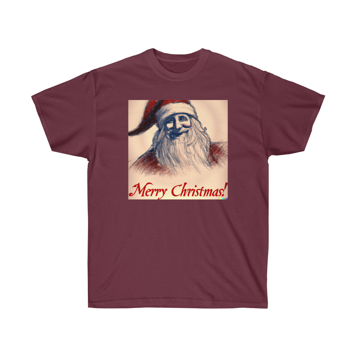 DaVinci Style Sketch of Santa Claus "Merry Christmas" - AI Art - Ultra Cotton Tee