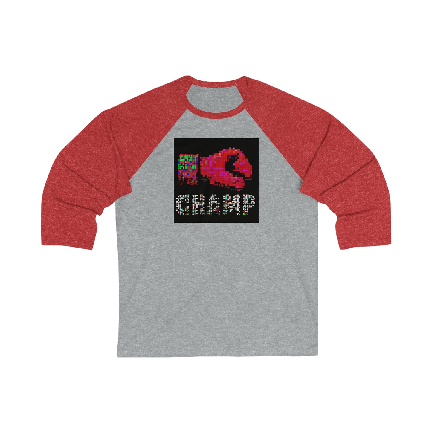 CHAMP (Alt Logo 3 Pixel Art Boxing Glove) - AI Art - 3\4 Sleeve Baseball Tee