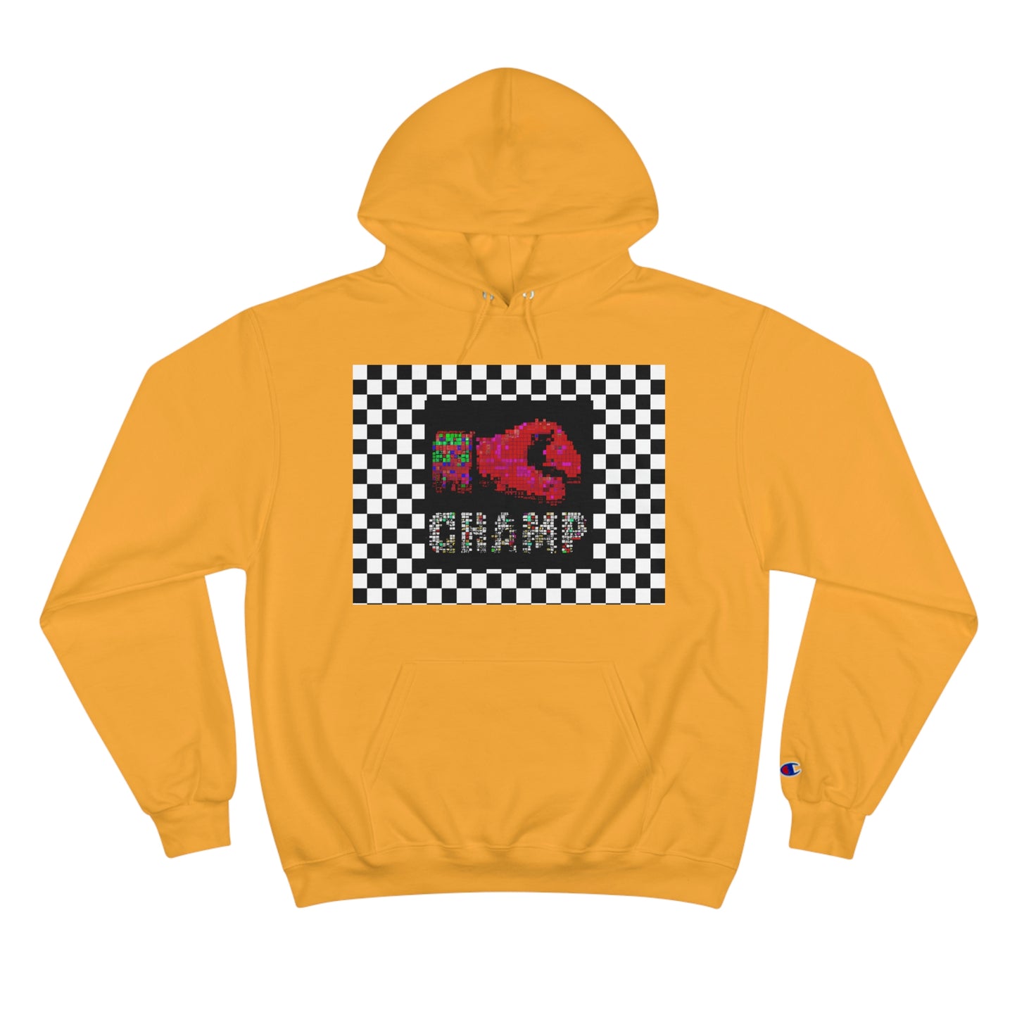 Checkered Flag (CHAMP Logo 3 8-bit Boxing Glove) - Champion Hoodie