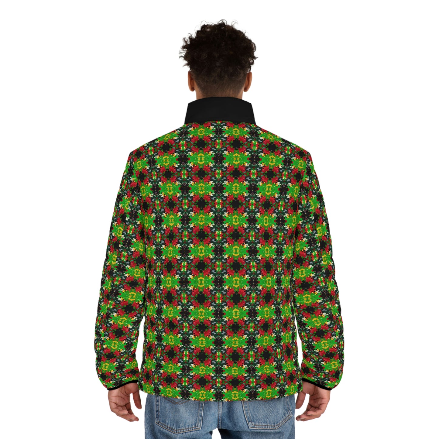 Rasta Kaleidescope 2 (Pattern) - AI Art - Men's Puffer Jacket