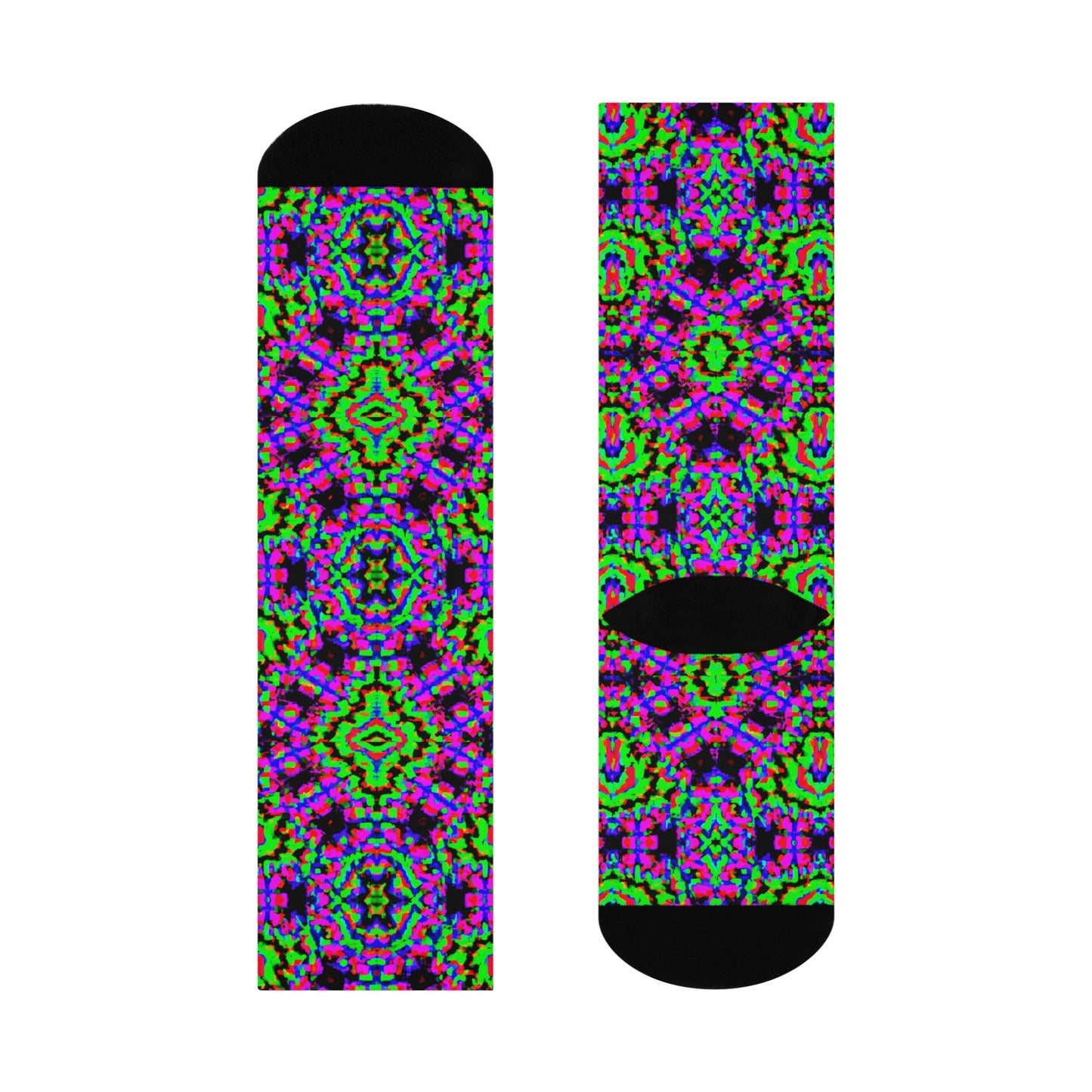 Hyperwave Fractal 2 - AI Art - Crew Socks