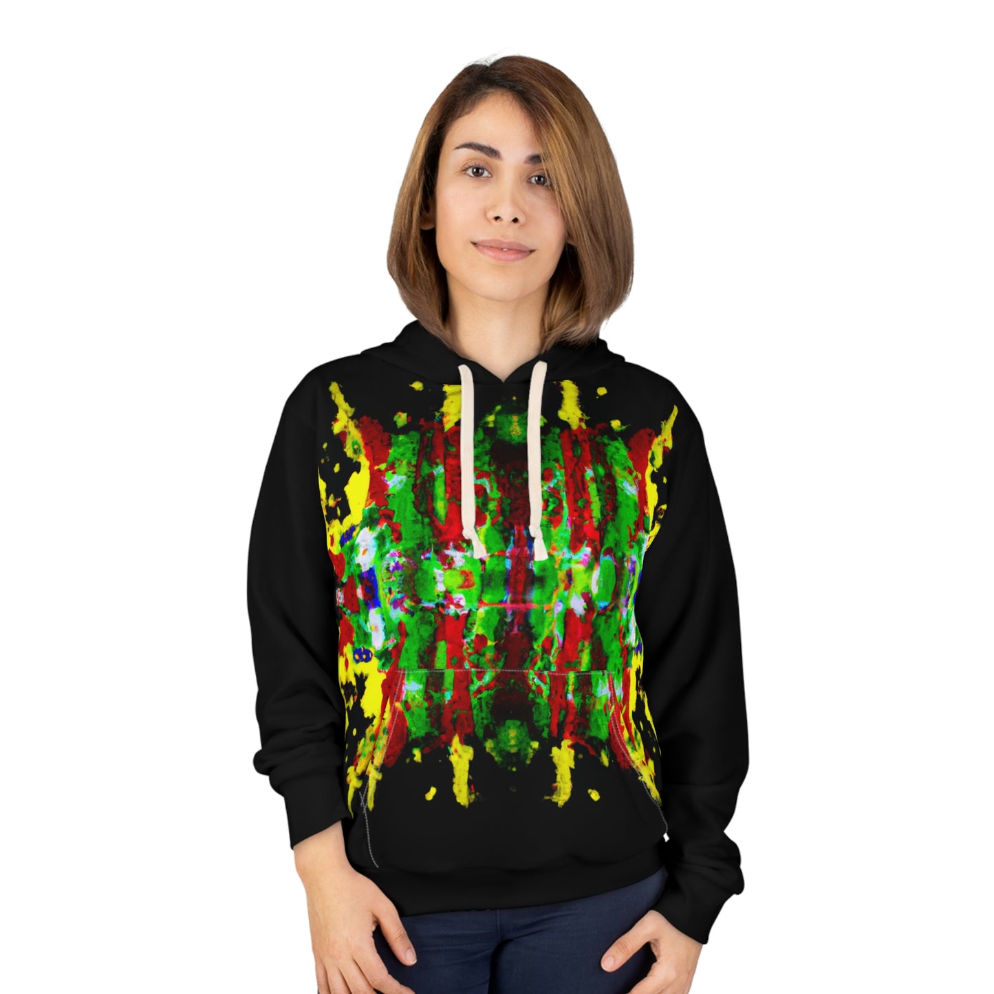 Rasta Acrylic Symmetry W - AI Art - Pullover Hoodie