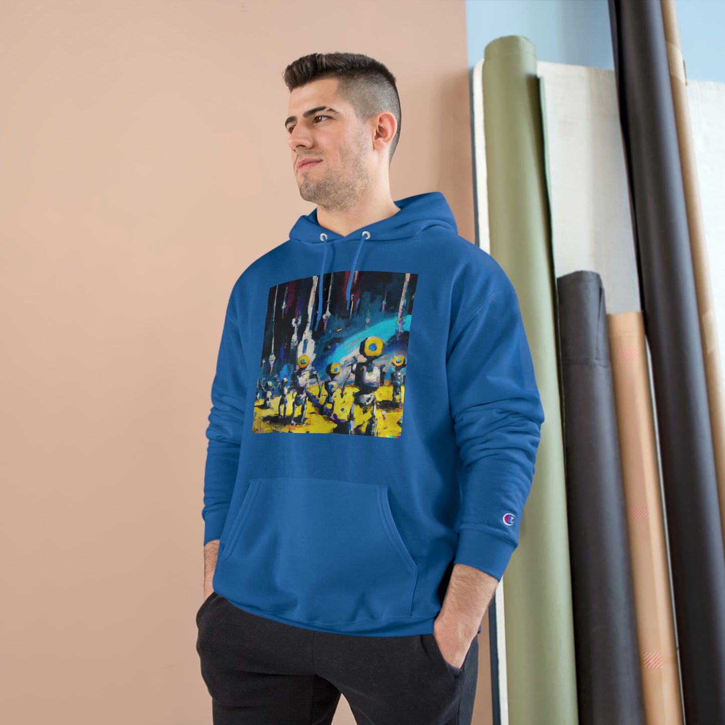 Robots in Space 1 - AI Art - Champion Hoodie