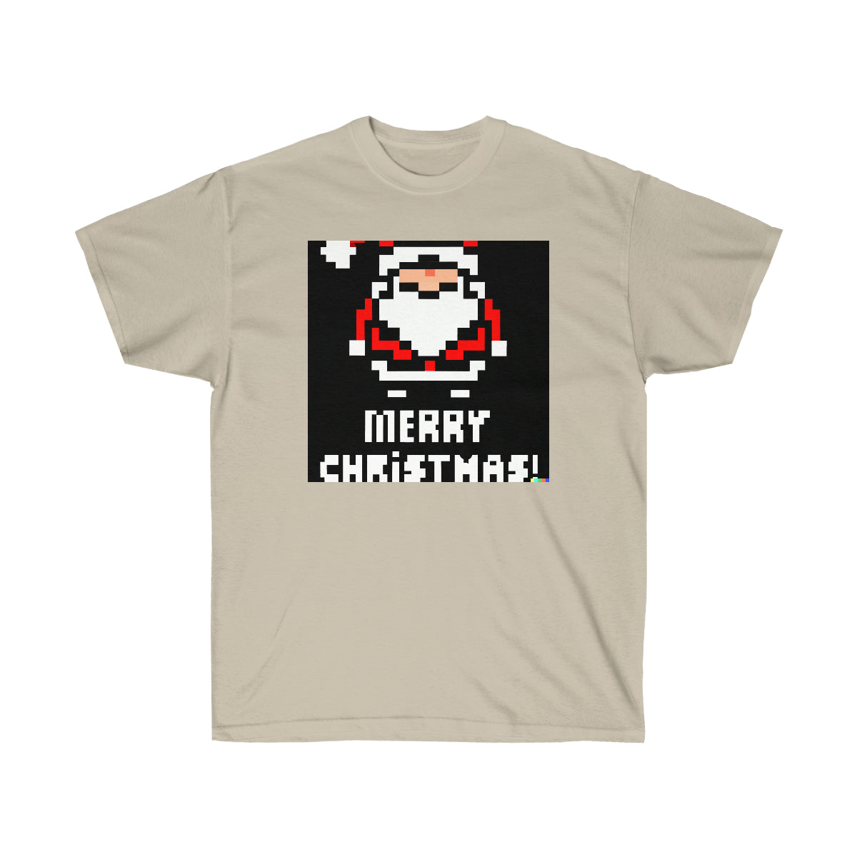 Santa Claus "MERRY CHRISTMAS" - AI 8-bit Pixel Art - Ultra Cotton Tee