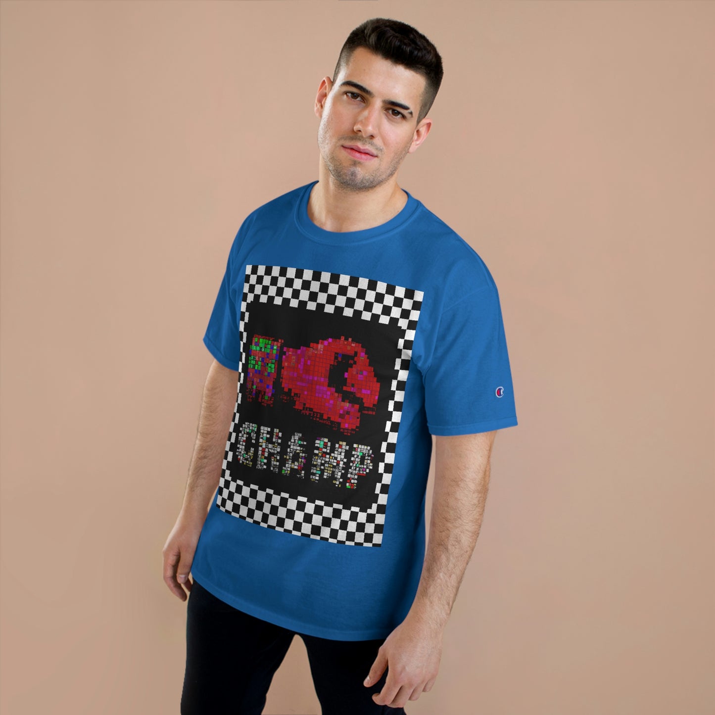 Checkered (CHAMP Logo 3 8-bit Boxing Glove) - Champion T-Shirt