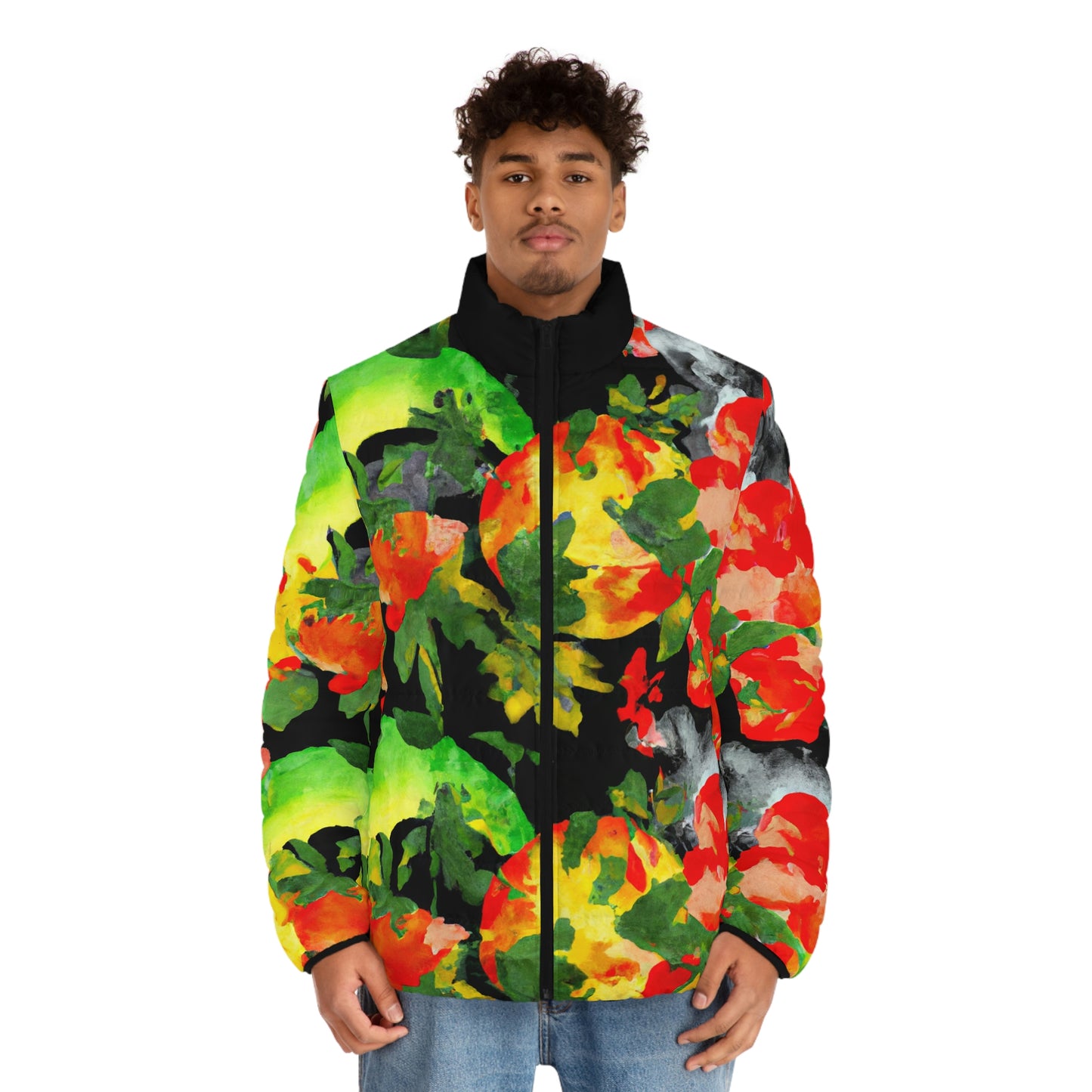 Peach Tree Watercolor Spaceballer Jacket - AI Art - Men's Puffer Jacket