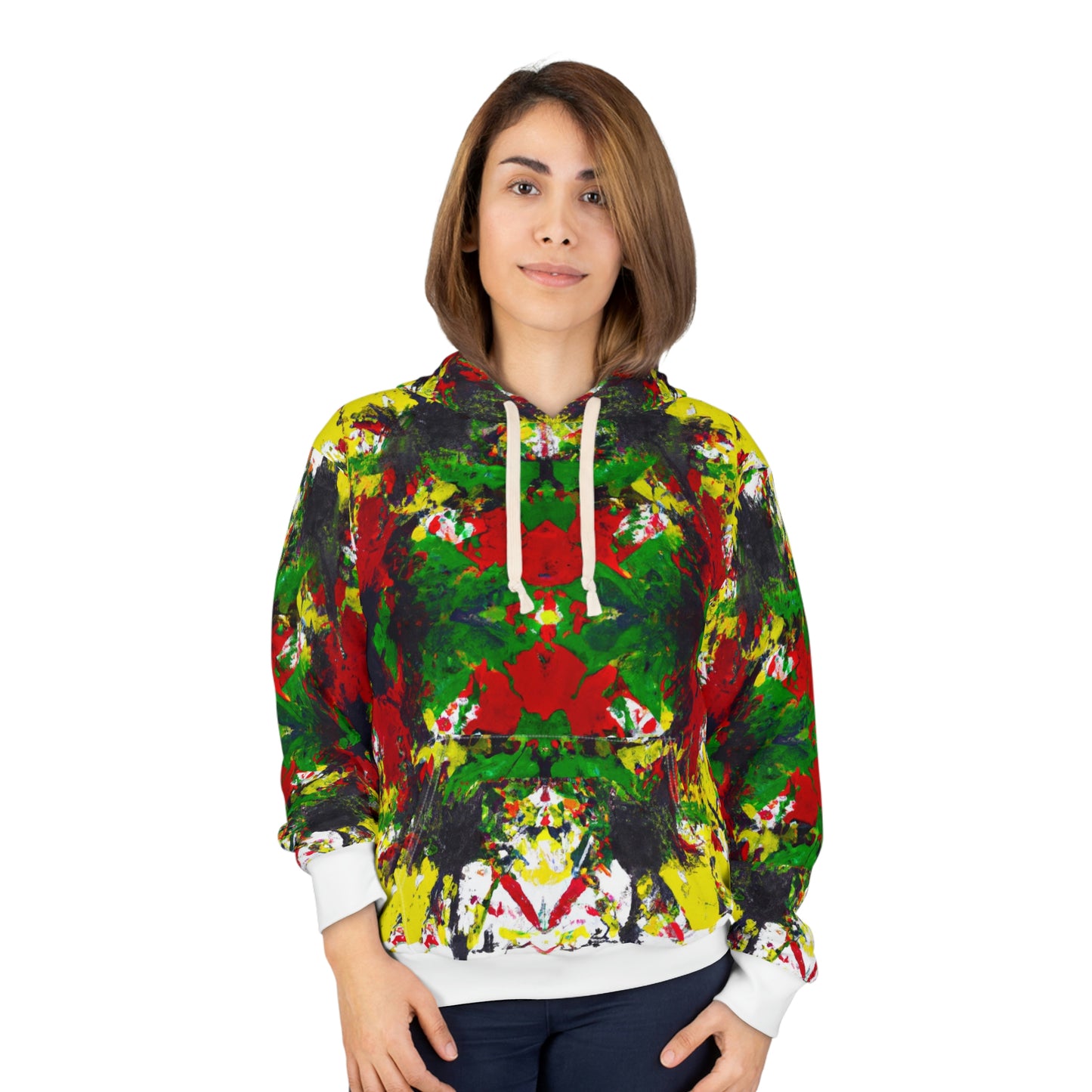 Rasta Acrylic Splatter 3 - AI Art - Pullover Hoodie