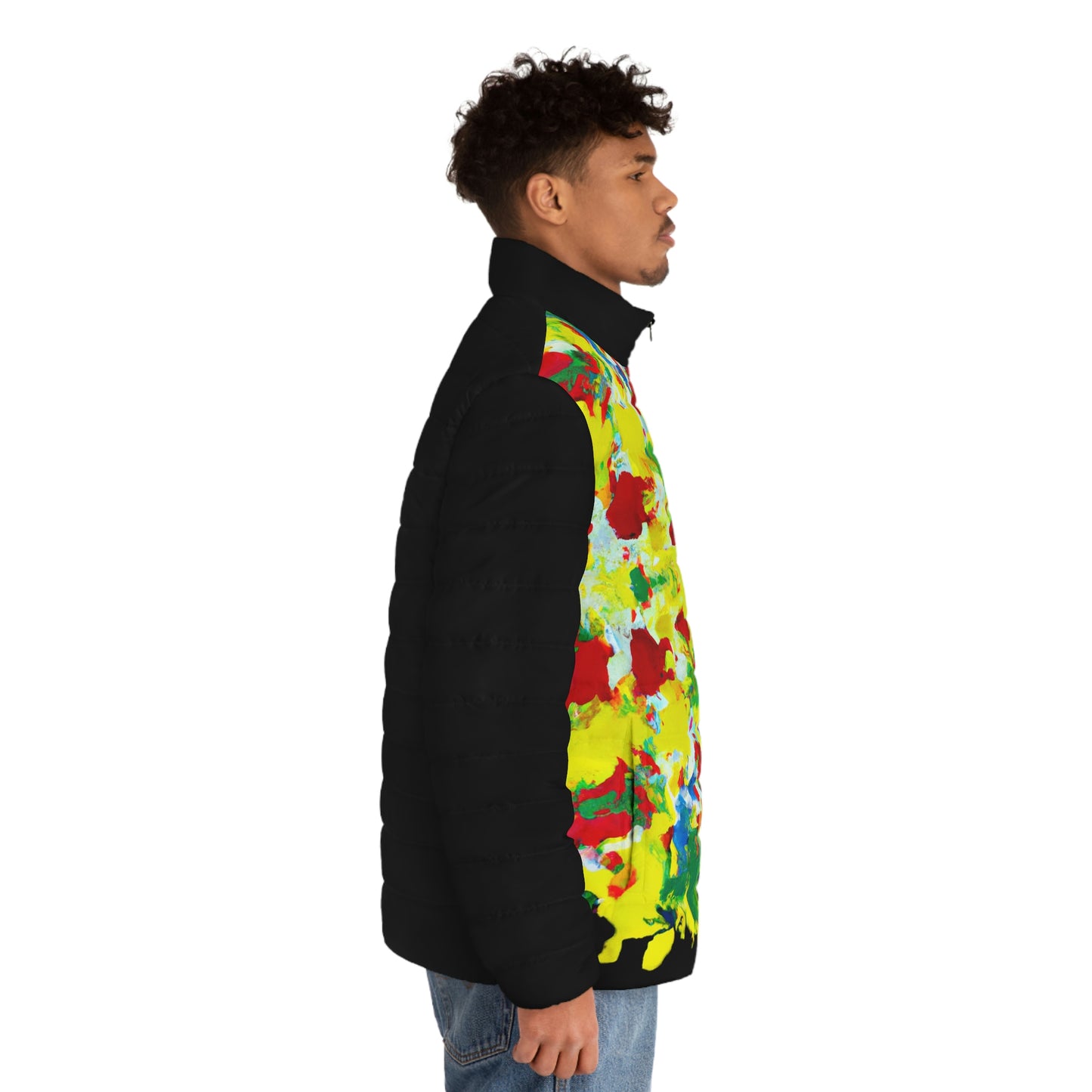 Rasta Acrylic Splatter XW 2 - AI Art - Men's Puffer Jacket