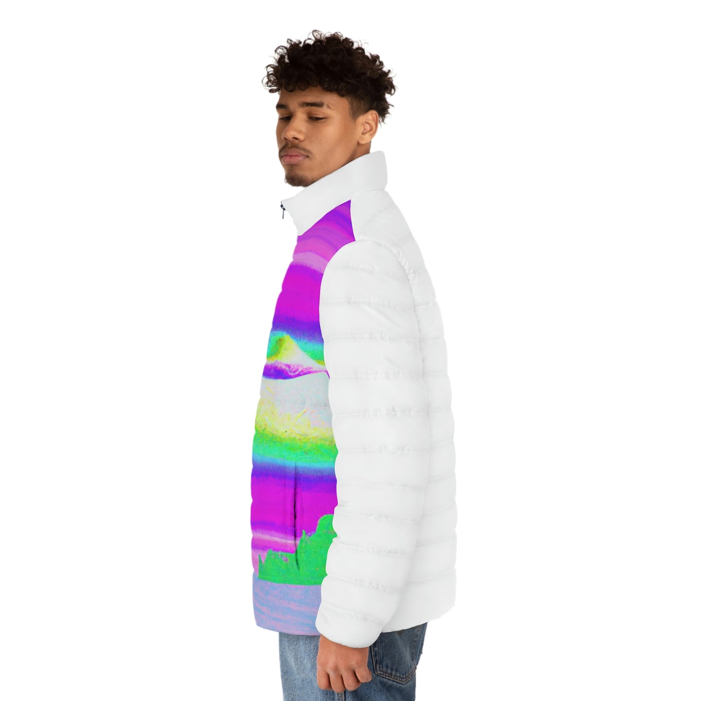 Hyperwave Island (Surfer Style) Spaceballer Jacket - AI Art - Men's Puffer Jacket