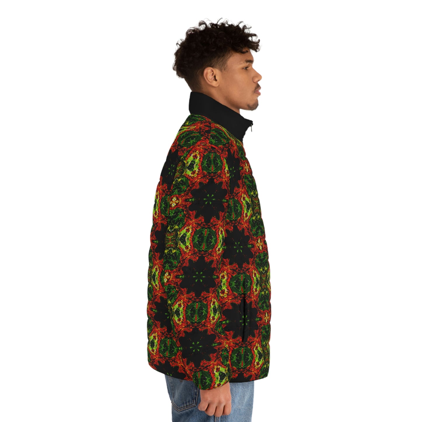 Rasta Blossom Pattern 1 Spaceballer Jacket - AI Art - Men's Puffer Jacket