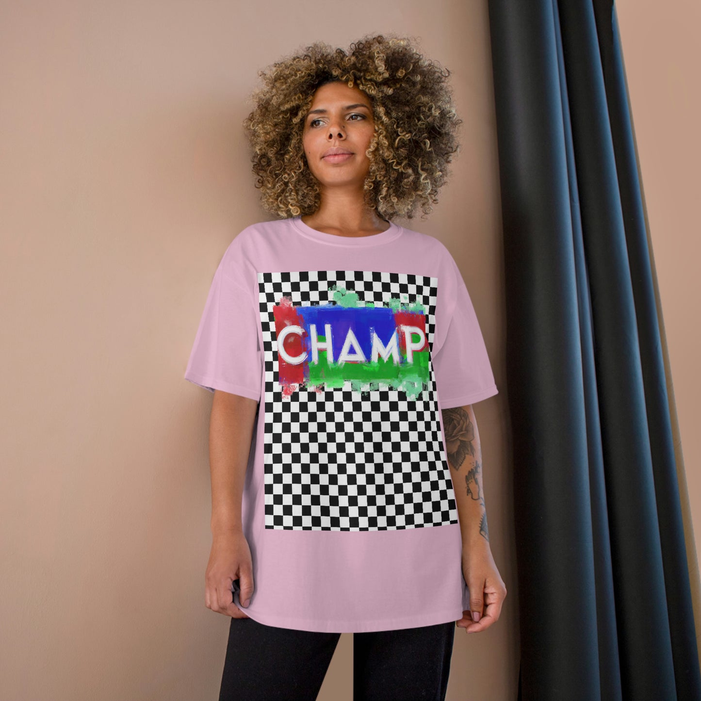 Checkered (CHAMP Logo 1) - Champion T-Shirt