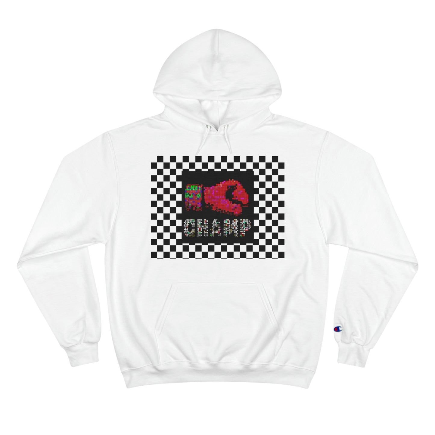 Checkered Flag (CHAMP Logo 3 8-bit Boxing Glove) - Champion Hoodie