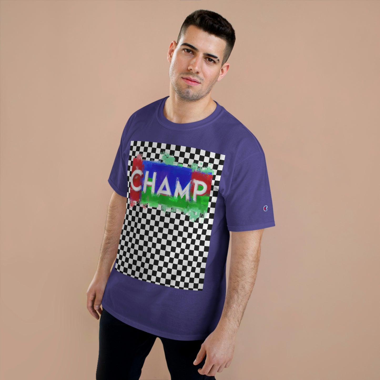 Checkered (CHAMP Logo 1) - Champion T-Shirt