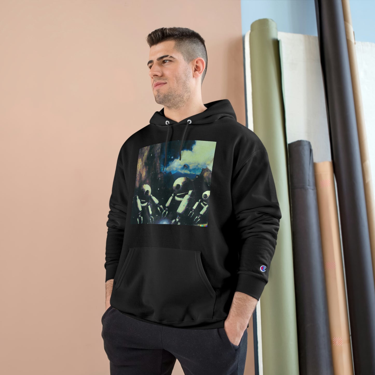 Robots in Space 2 - AI Art - Champion Hoodie